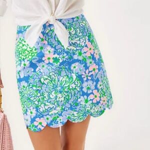 Lilly Pulitzer Tropper Mini Skirt - 16 - Sunwashed Blue Plumes In Bloom